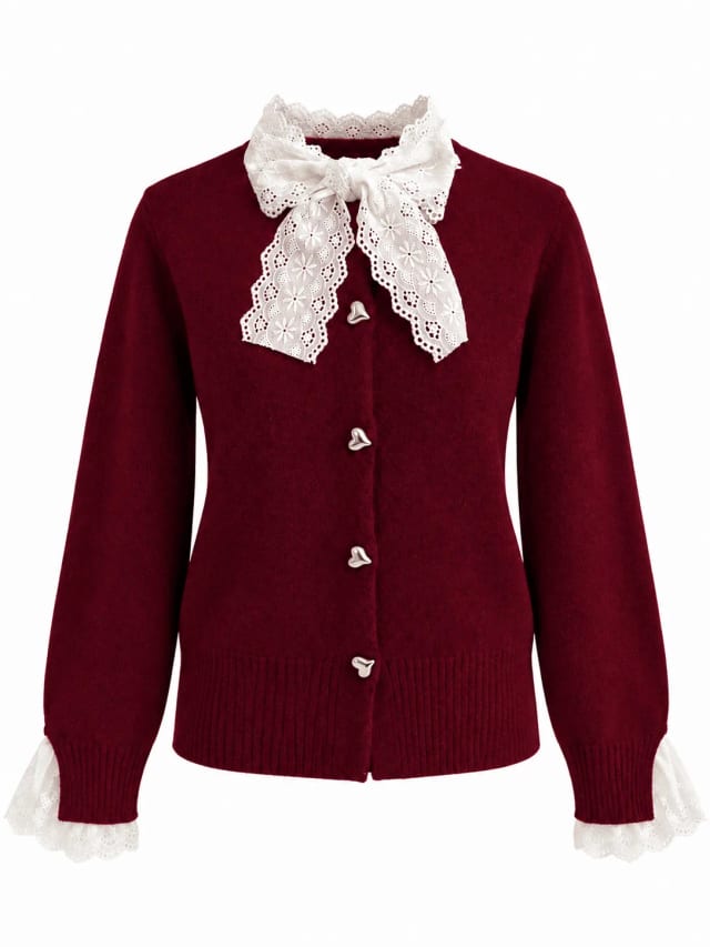 DANTEL FİYONK DETAY HIRKA BORDO