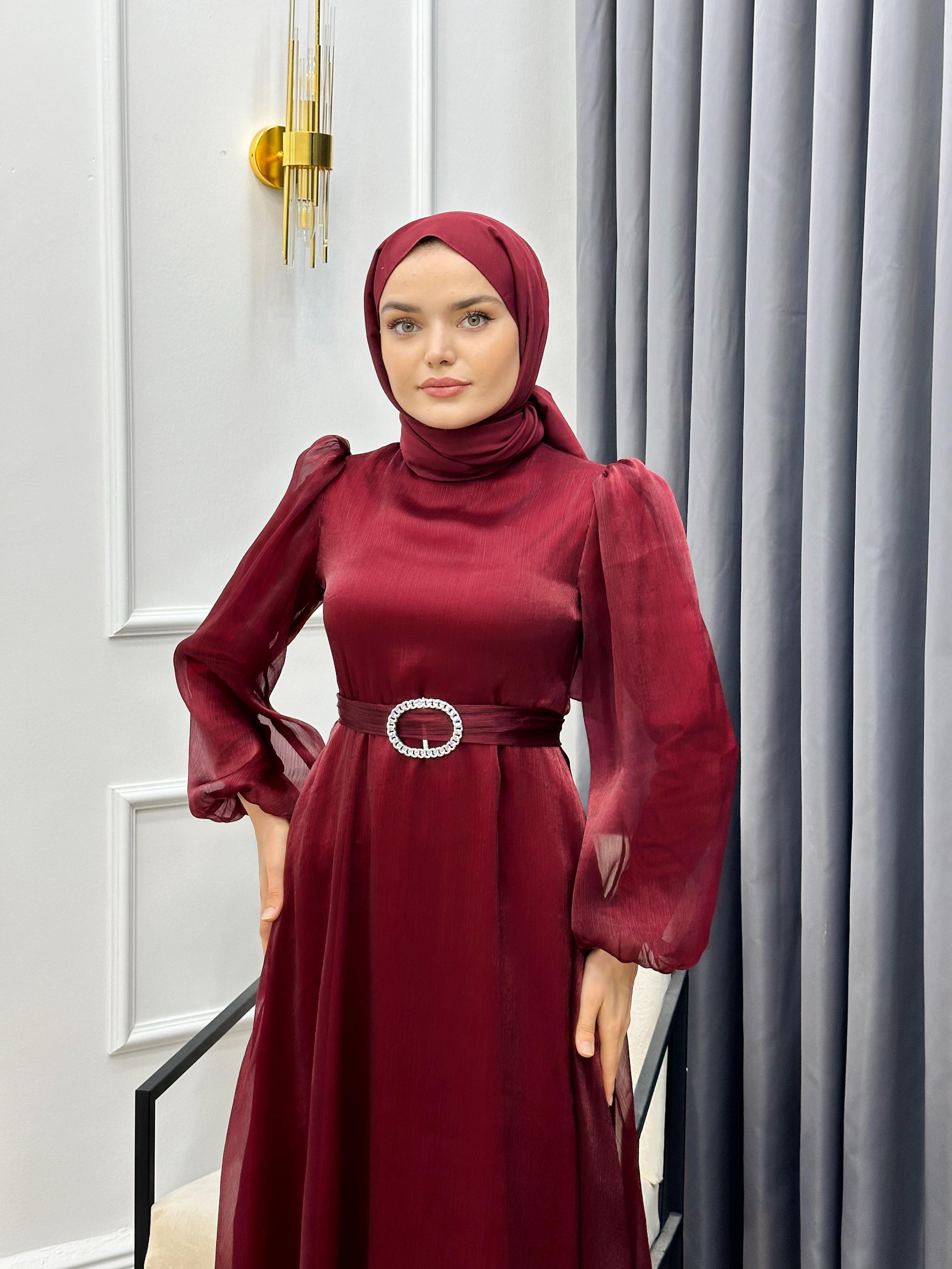 JANJAN ABİYE SİYAH BORDO