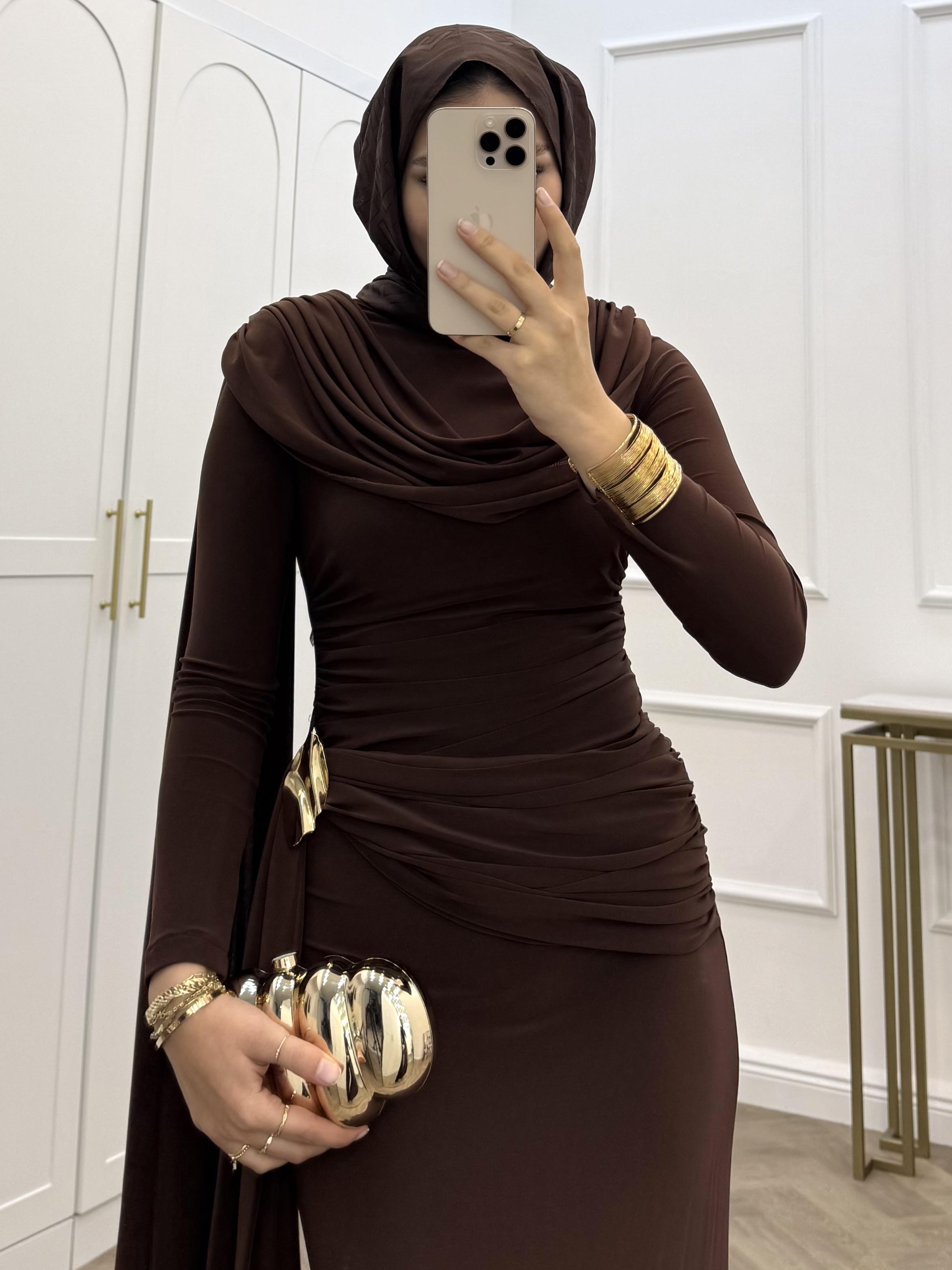 YELEKLİ SCUBA TAKIM SİYAH Y ELBİSE KAHVE