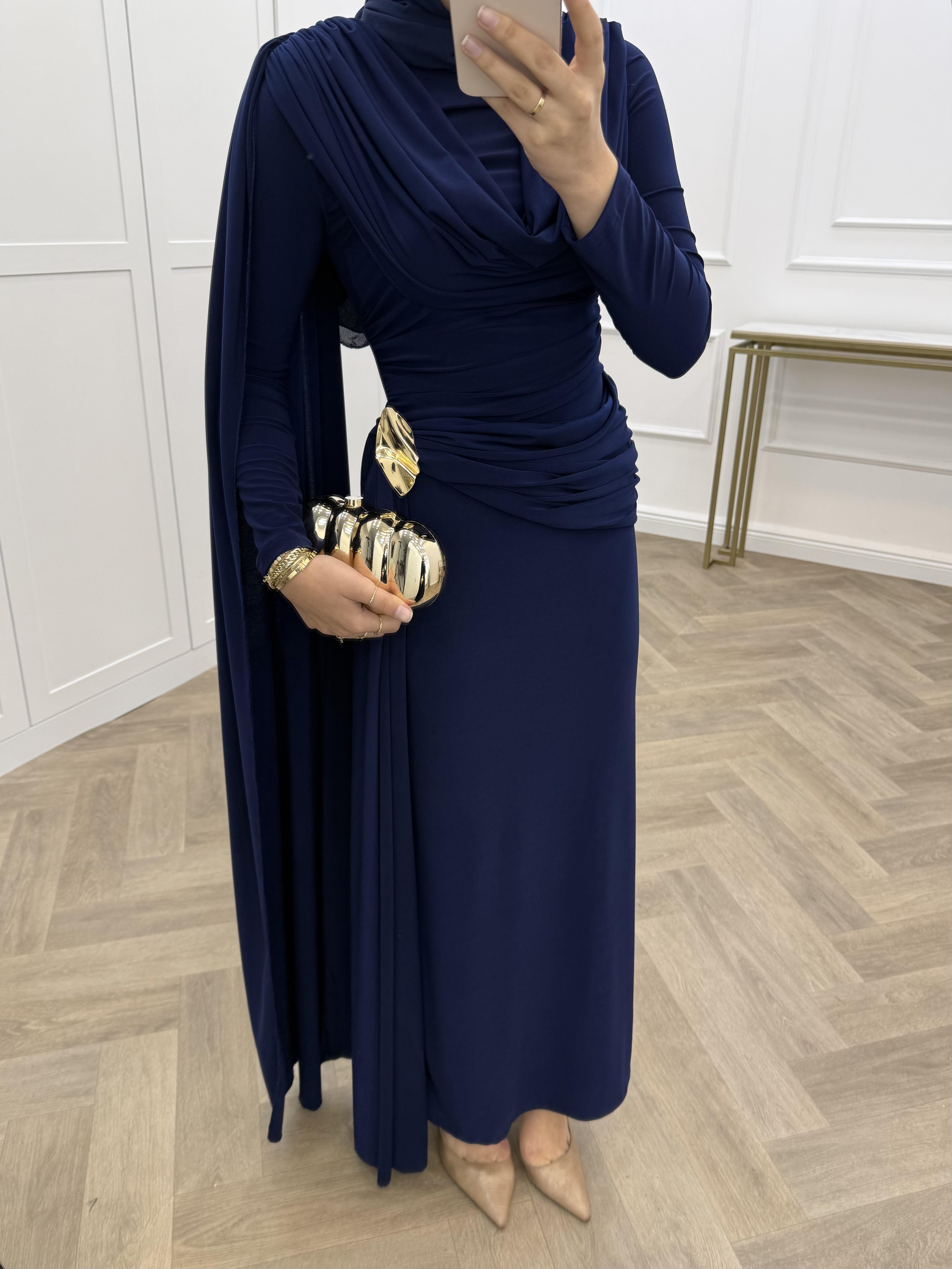 YELEKLİ SCUBA TAKIM SİYAH Y ELBİSE LACİVERT
